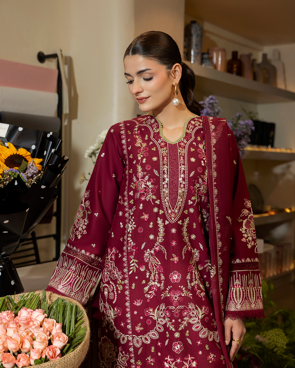 Calin - Stitched 3 Piece Embroidered Lawn