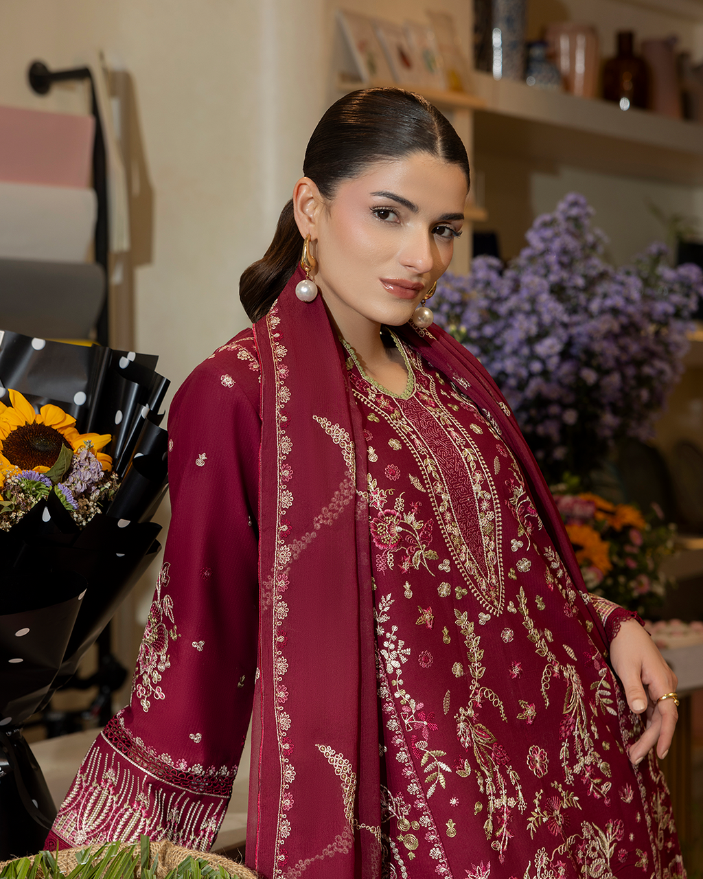 Calin - Stitched 3 Piece Embroidered Lawn