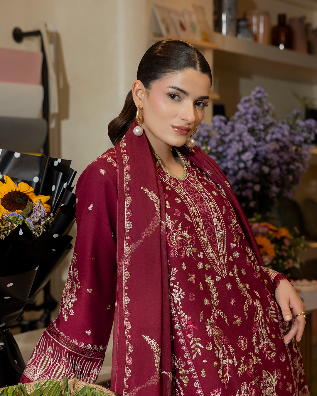 Calin - Stitched 3 Piece Embroidered Lawn