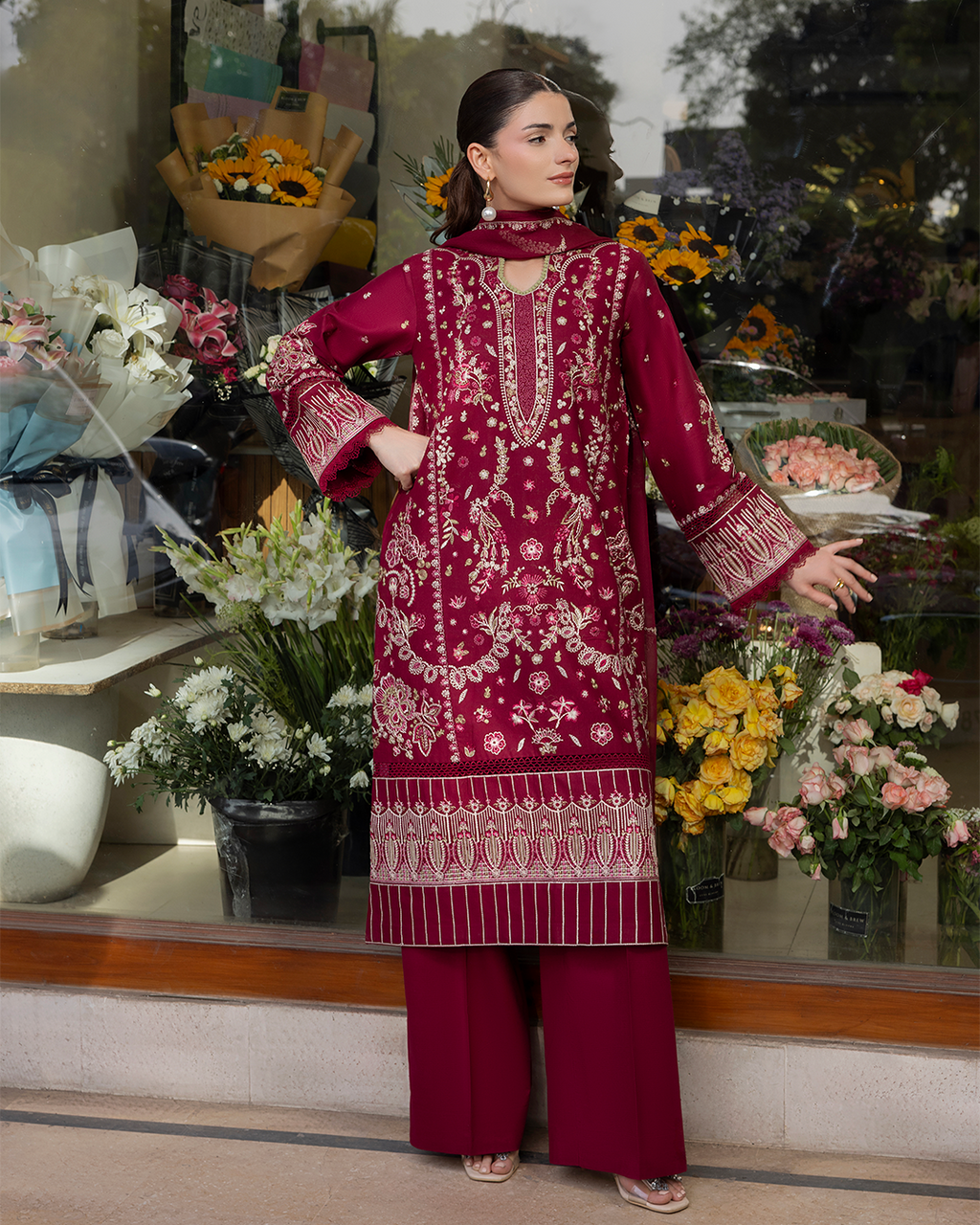Calin - Stitched 3 Piece Embroidered Lawn