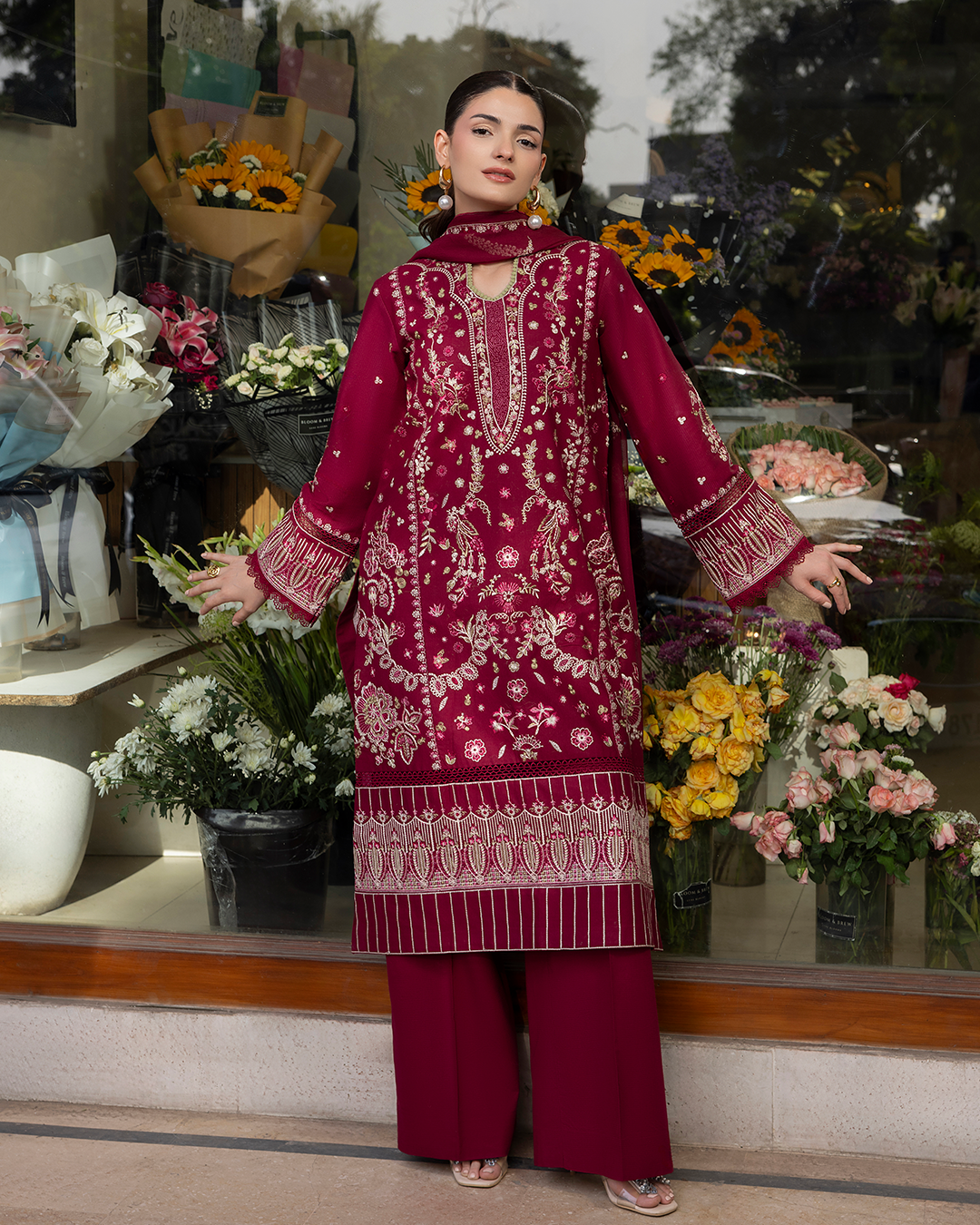 Calin - Stitched 3 Piece Embroidered Lawn