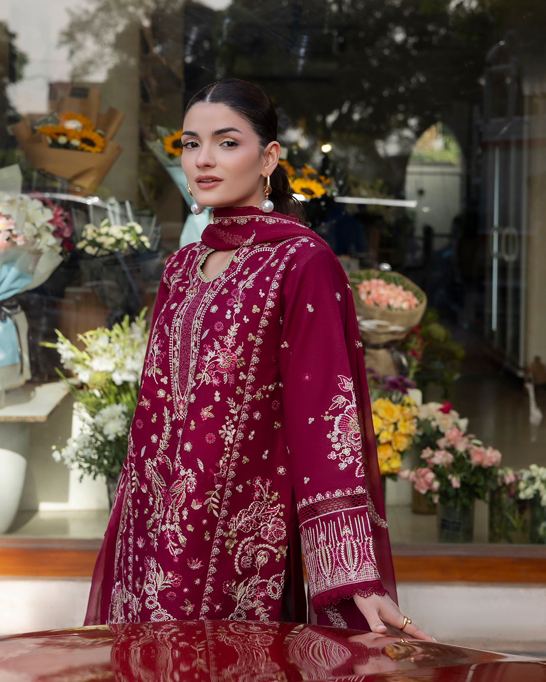 Calin - Stitched 3 Piece Embroidered Lawn