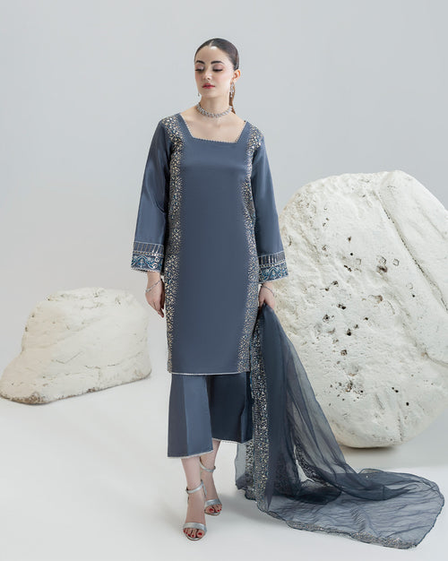 Ara - Stitched 3 Piece Embroidered Russian Silk